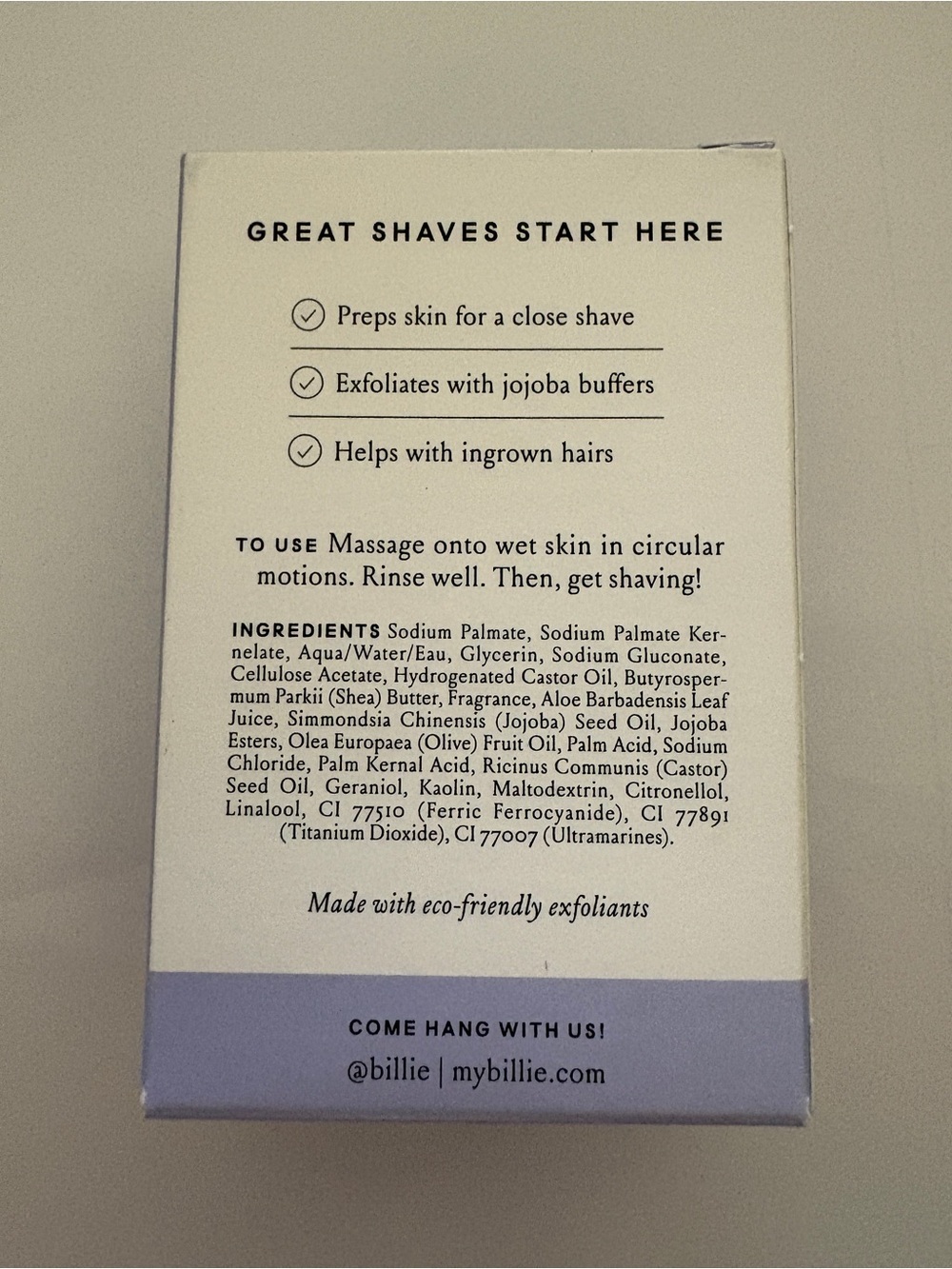 Billie Body Buffer Lavender Sage Pre-Shave Exfoliating Bar 3.5 oz NIB - Picture 3 of 6